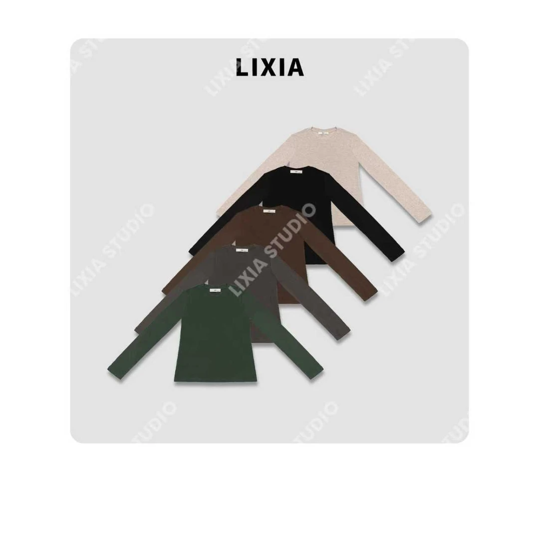 LIXIA【雅绒】休闲风慵懒感时髦舒适好穿含羊毛打底T恤-D9502