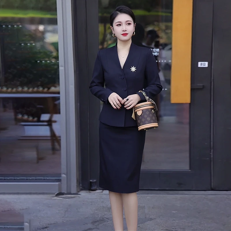 职业装西装套装女高端气质时尚新款酒店套裙西服外套工作服A1032