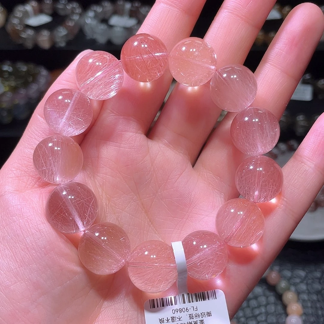 水晶手链未镶嵌兔毛手链，晶体通透