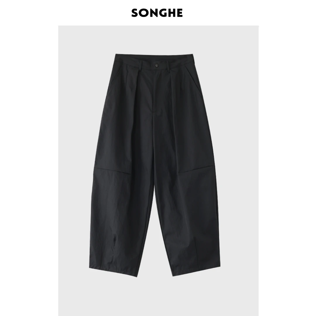 「松禾」设计款山本极简风休闲老爹裤男阔腿裤廊形宽松裤百搭长裤