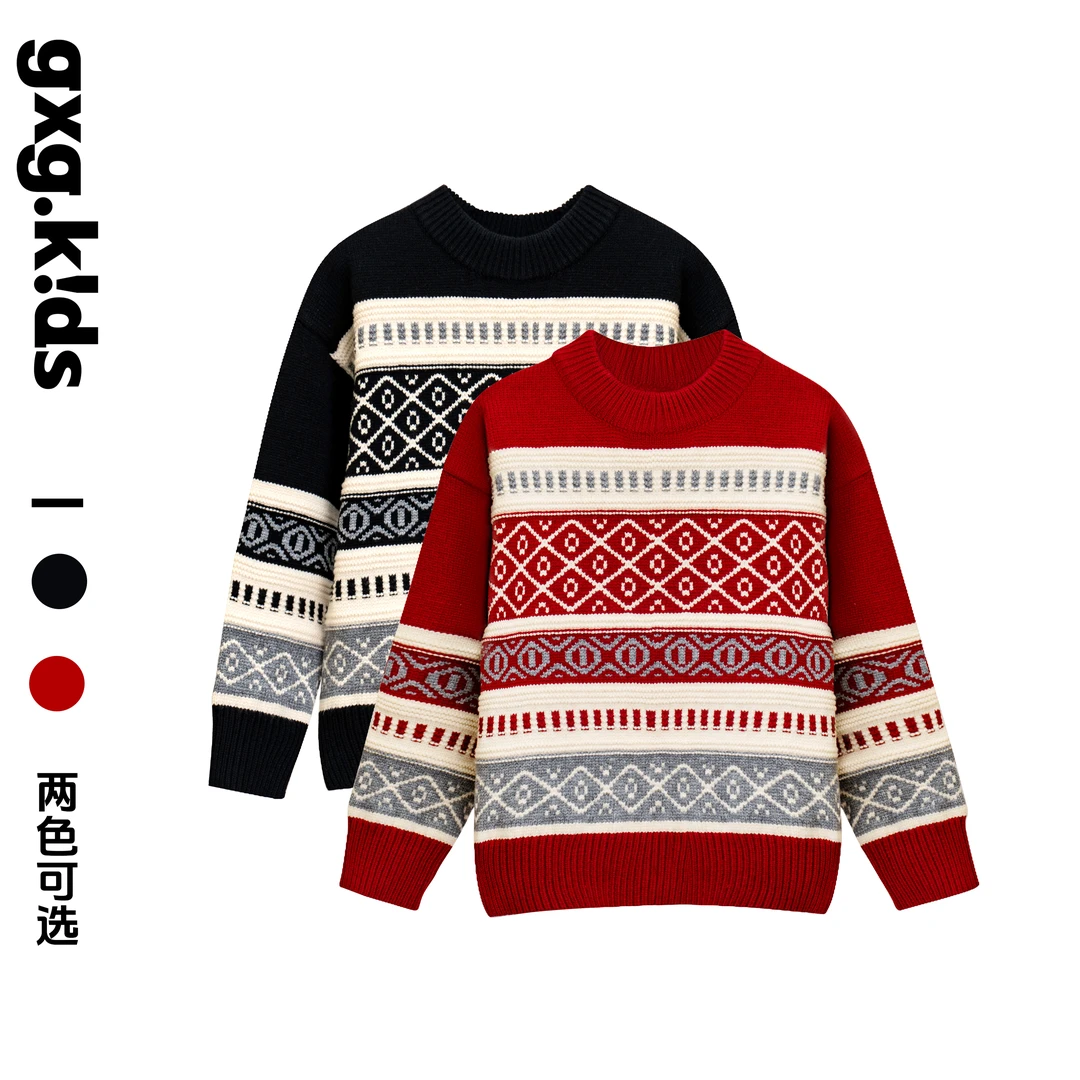 gxgkids25新冬季圆领针织圣诞毛衣男女童休闲时尚洋气QYG3200204
