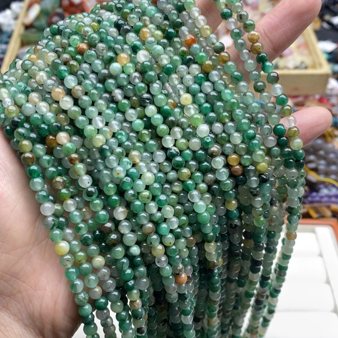 玛瑙/玉髓未镶嵌珠宝半成品两条天然4.5mm+非洲翠圆珠