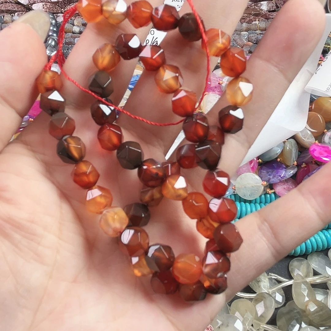 玛瑙/玉髓合金珠宝半成品A705. 梦幻玛瑙一条8mm