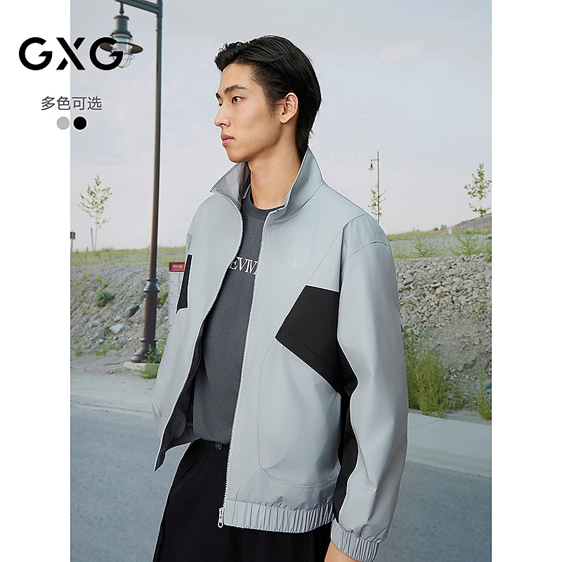GXG男装户外连帽三防反光华夫格夹克外套25年春秋新品#G25D211016