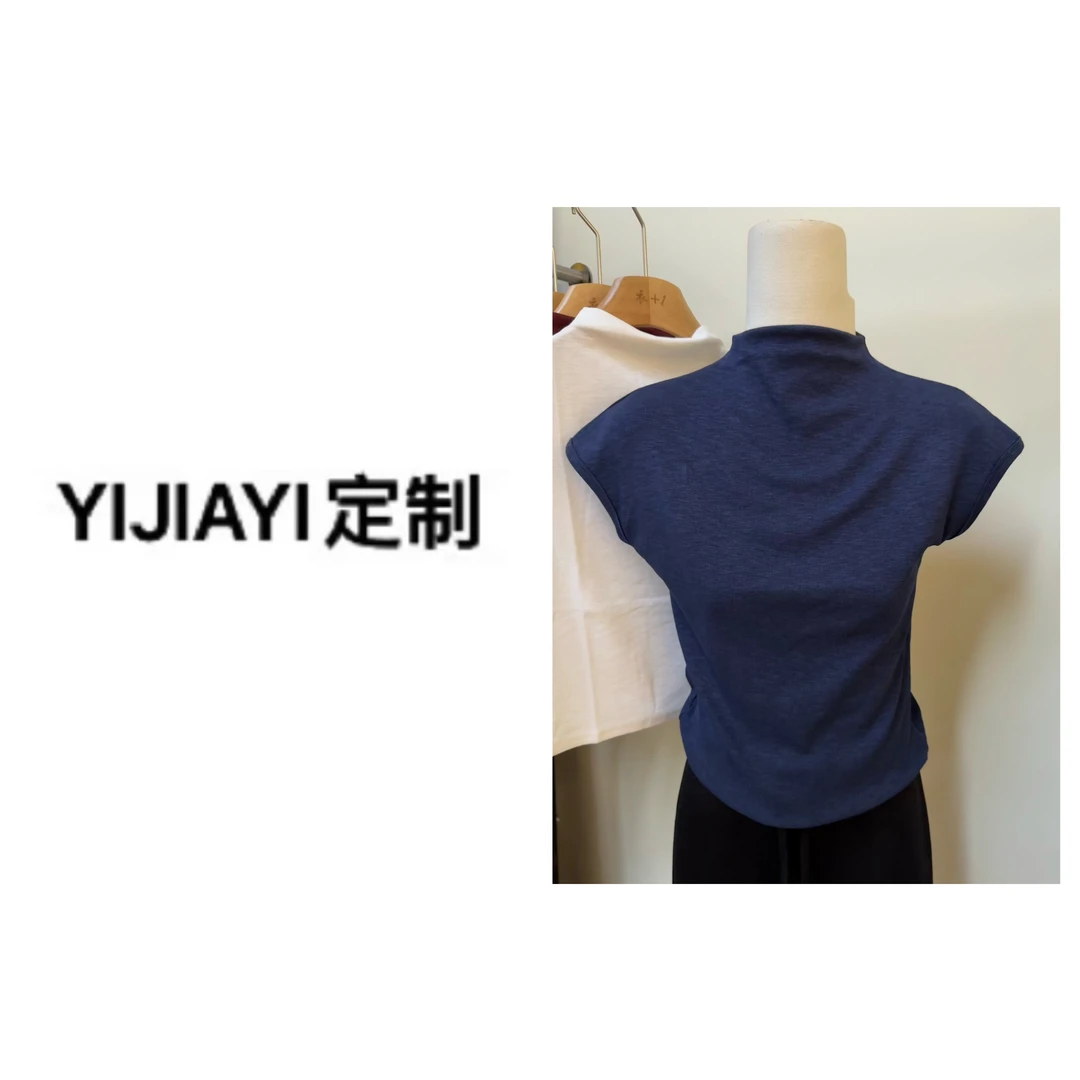 039气质半高领坎肩上衣修身T恤女2025新款体恤弹力无袖打底衫