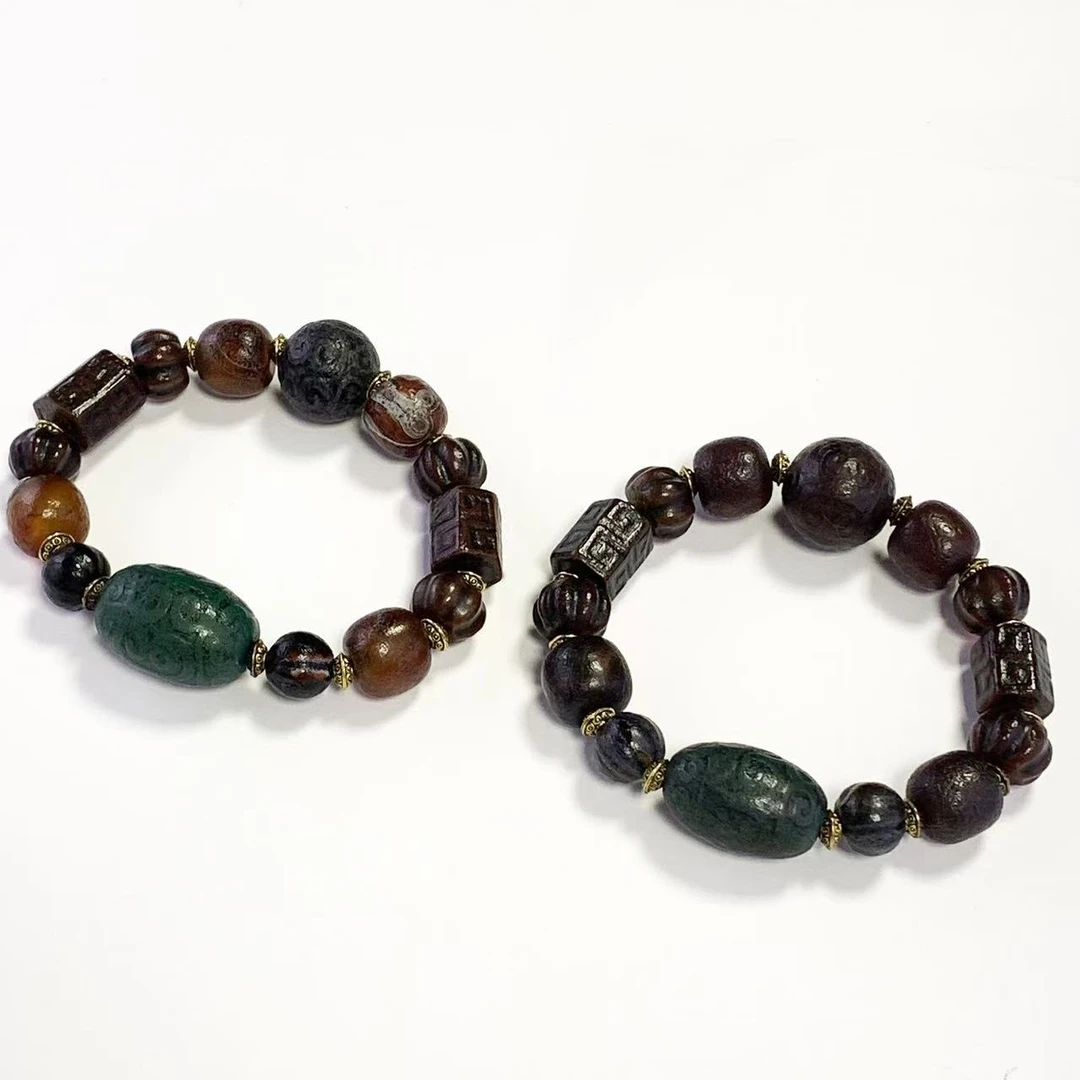 S7673【福嘟嘟】龙帝寿喜玛瑙桶珠手串-送礼佳品-多样性只发一件