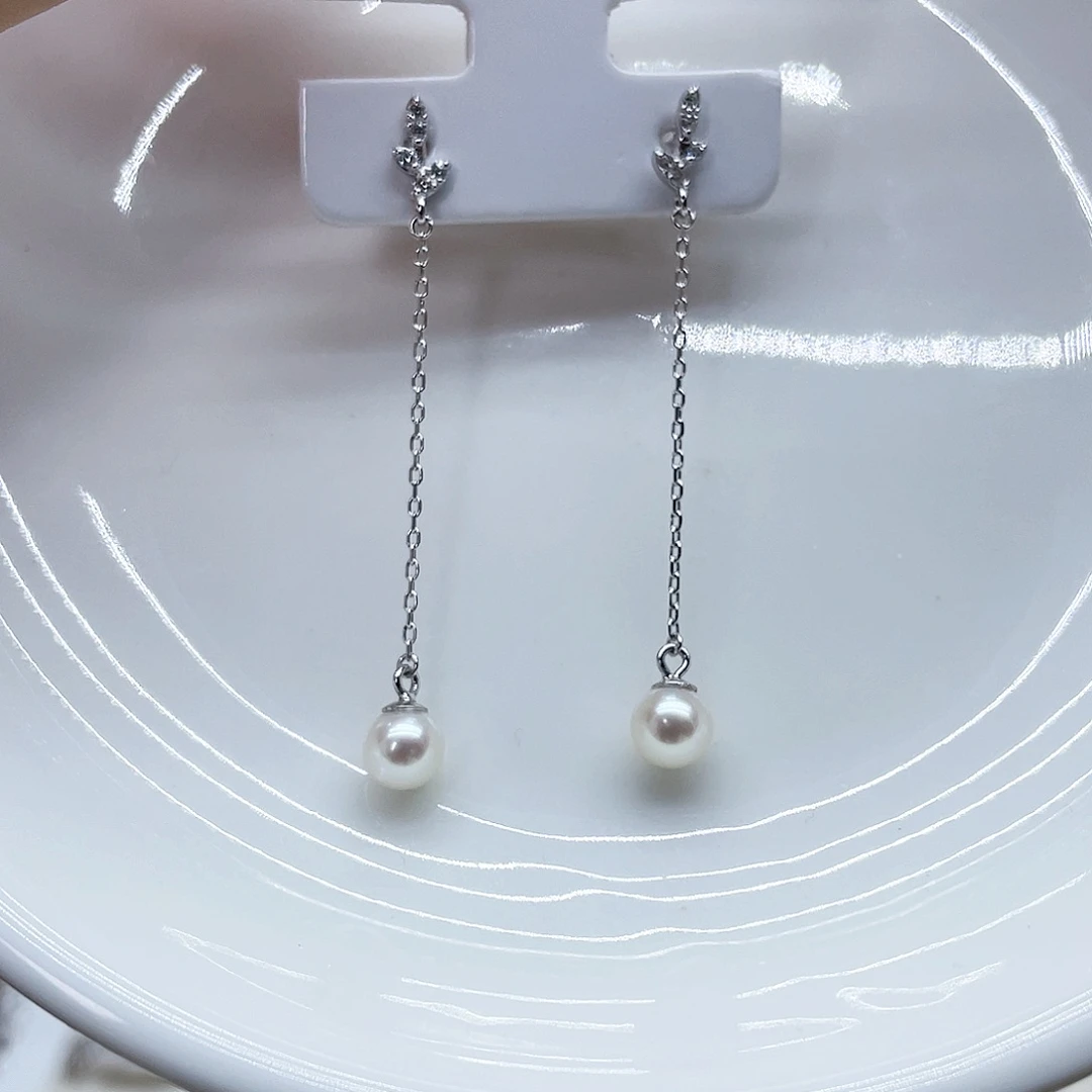 银S925镶嵌耳饰淡水珍珠