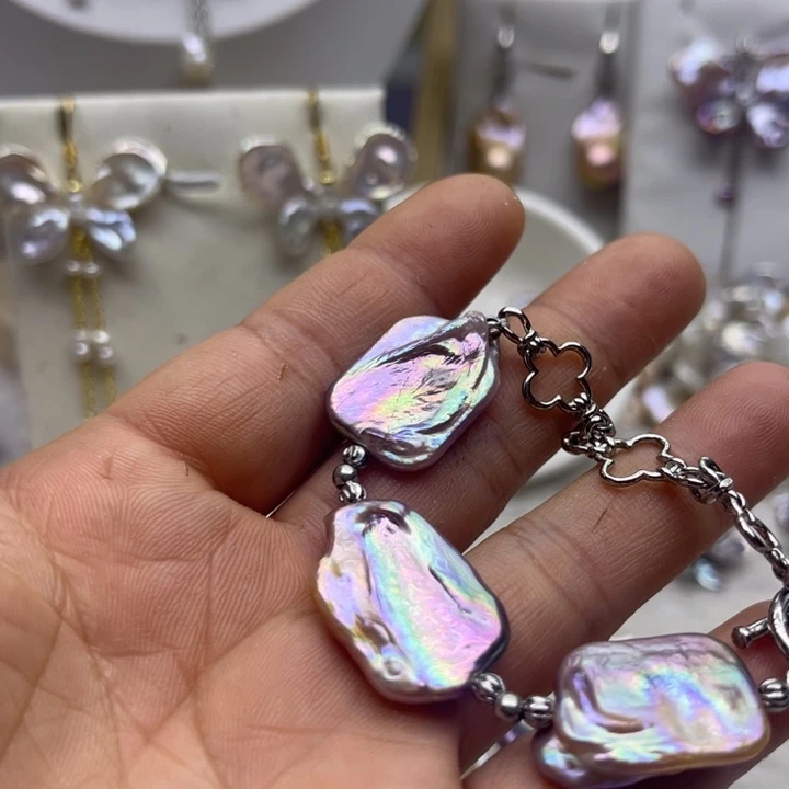 淡水珍珠银S925镶嵌颈饰