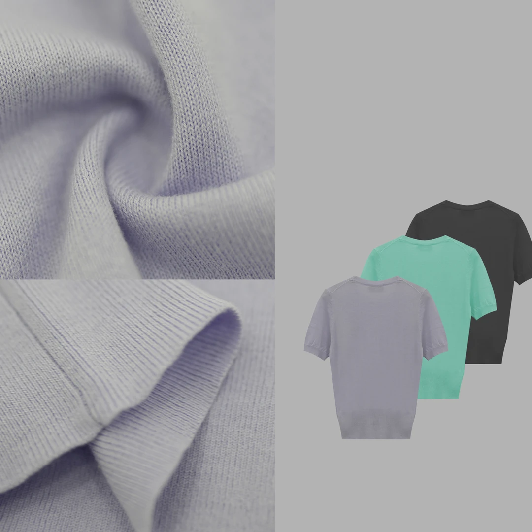 凯特丝蓓2315#经典刺绣logo休闲圆领针织衫短袖T恤女