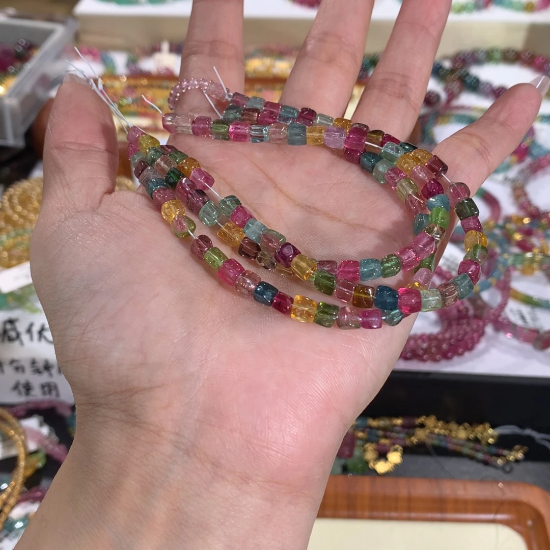 碧玺手串手链未镶嵌多样性发其一，加扣延长链发，