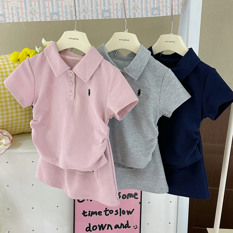 【橘子家】女童短袖POLO衫休闲短裙两件套2025夏季新款套装HS62345