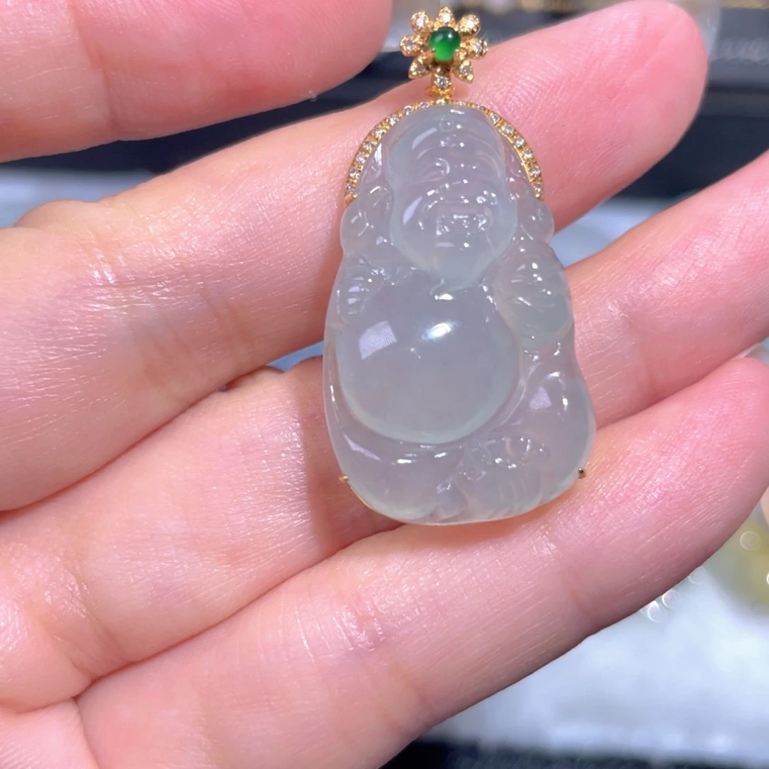 颈饰18K金镶嵌翡翠翡翠