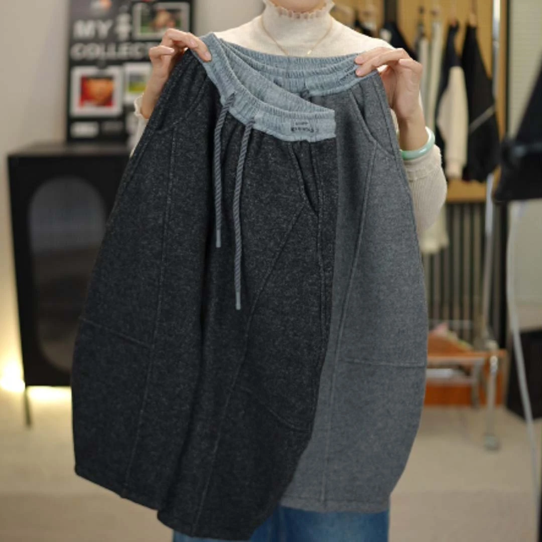 儿童加绒裤子中大童韩版毛呢休闲弯刀裤男女童加厚棉裤冬装