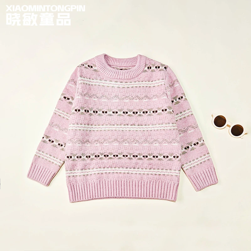 女童条纹图案毛衣3C5320