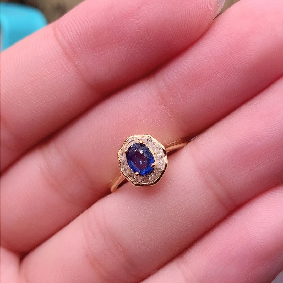 蓝宝石戒指银S925镶嵌