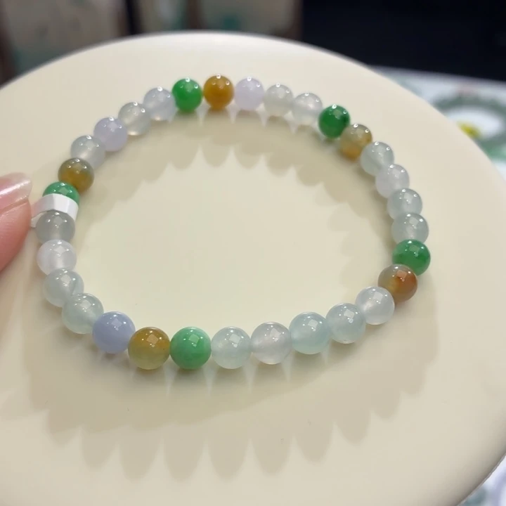 翡翠未镶嵌手链冰胶多宝卡6