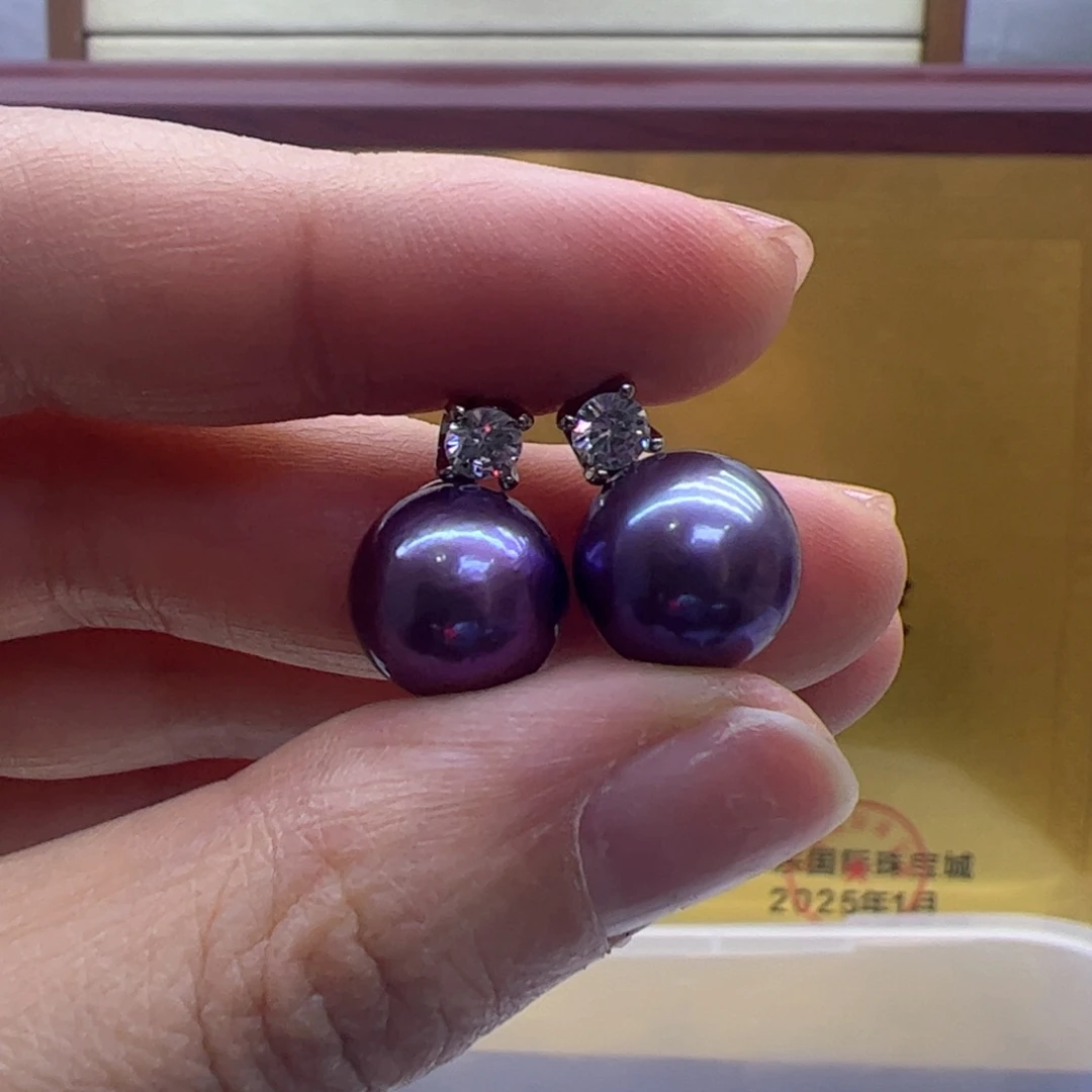 淡水珍珠耳饰银S925镶嵌