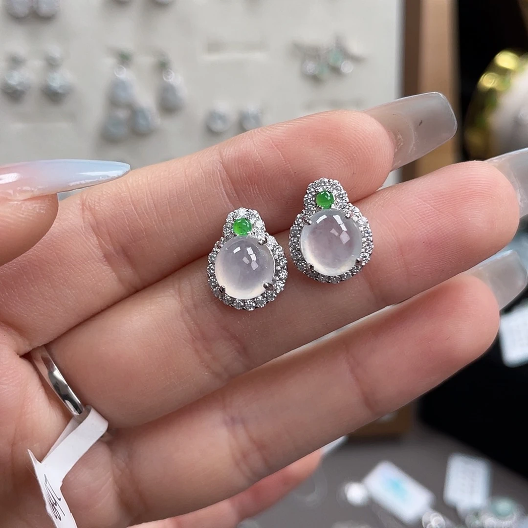 翡翠银S925镶嵌耳饰