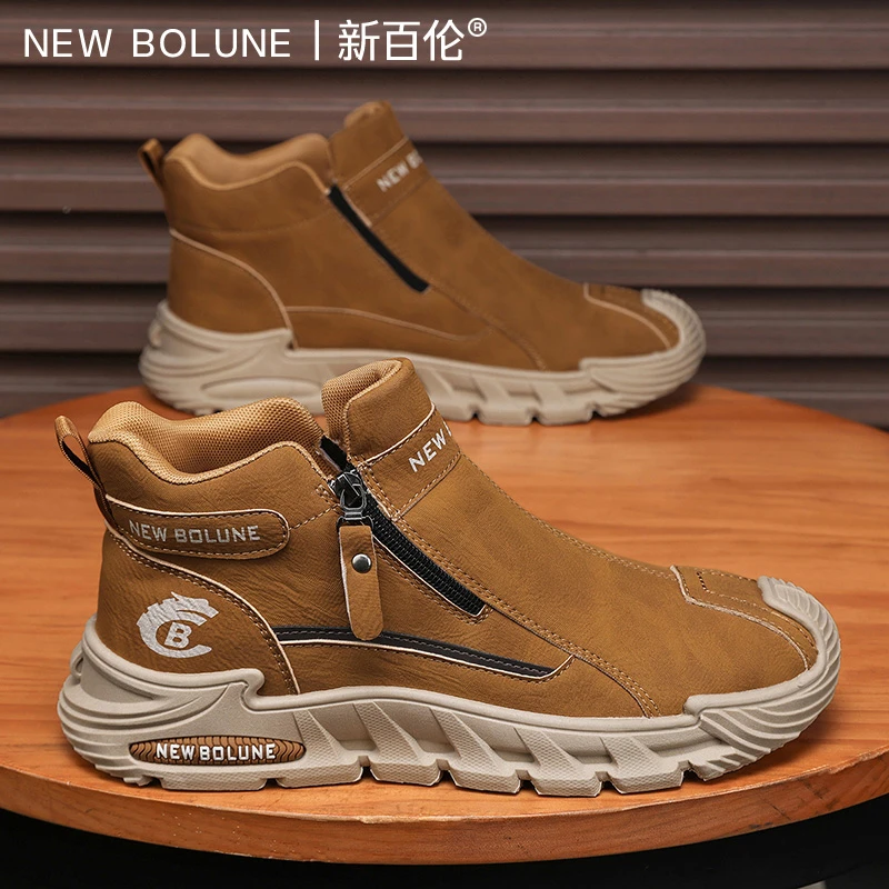 NEW BOLUNE/新百伦2025秋季新款时尚马丁靴复古港风百搭靴子男鞋