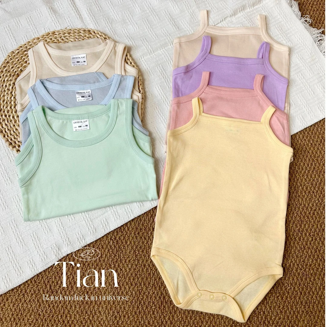 Tian❤【纯色吊带】宝宝夏季糖果色纯棉吊带包屁衣