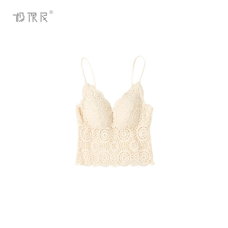 极限民《梦露》春夏季复古蕾丝V领固定杯修身吊带背心F5102F1303