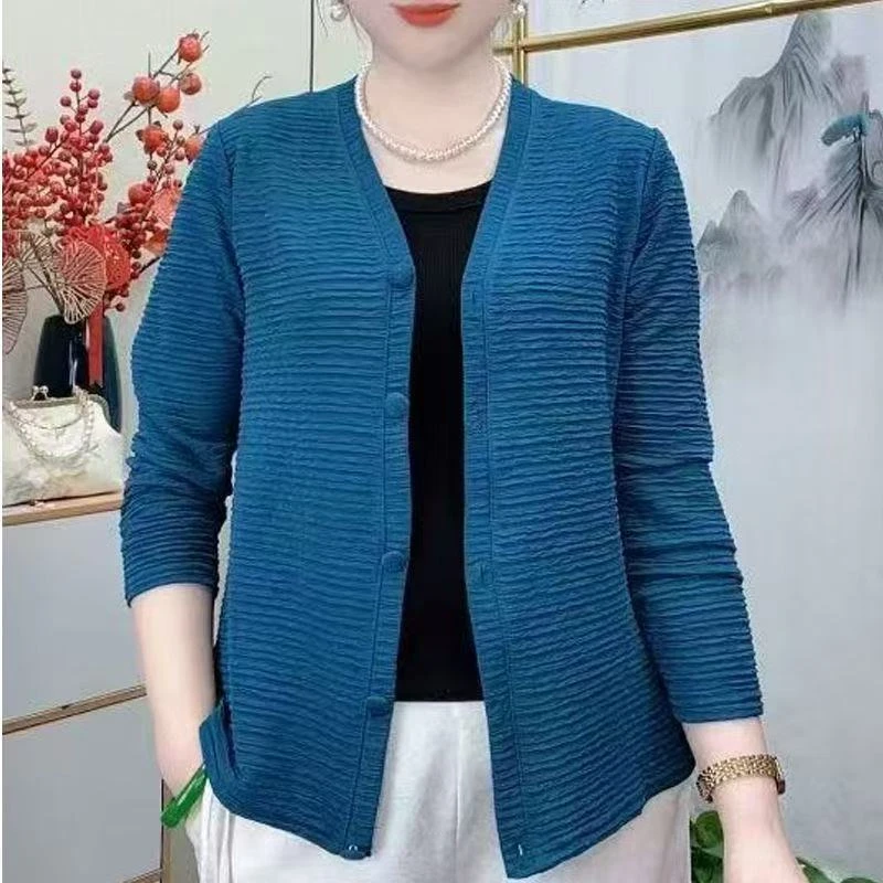 2025春季新款百搭纯色开衫短外套洋气妈妈装宽松休闲百搭减龄上衣