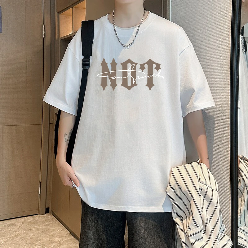 男生夏季短袖t恤潮牌潮流夏天ins宽松纯棉2025新款打底上衣服体恤