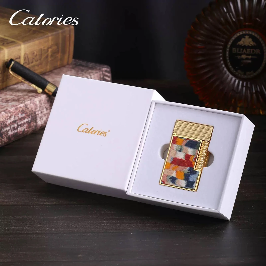 calories卡路朗声彩绘木纹画家充气清脆高端男士个性打火机