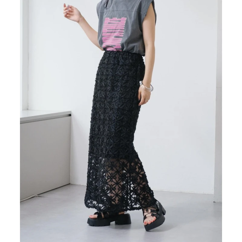 【胖虎家】 春季新款 K 甜美立体花边刺绣高腰修身半身裙