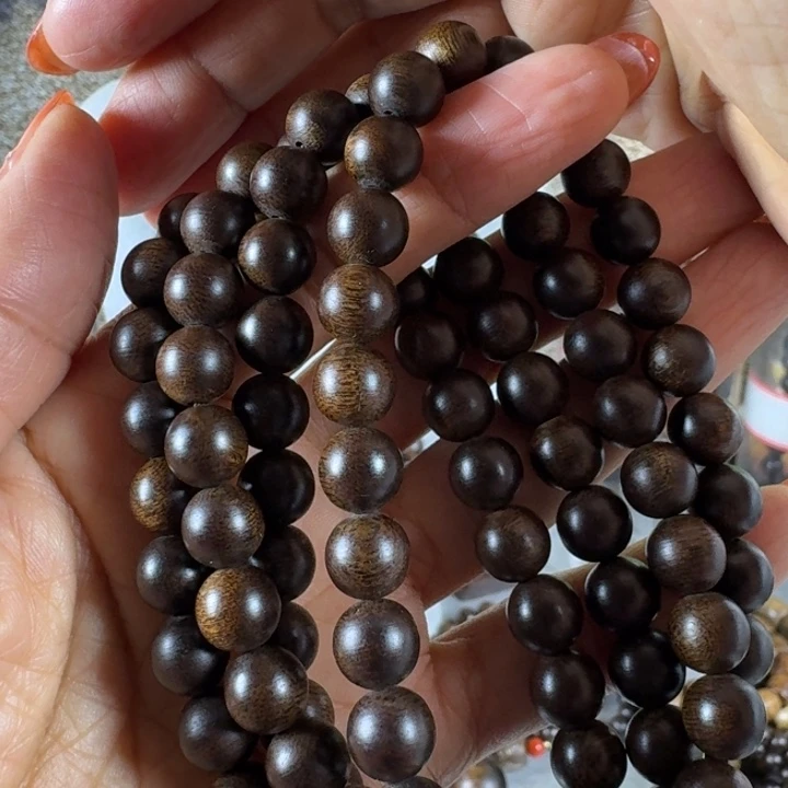 沉香手串健*白棋玉化