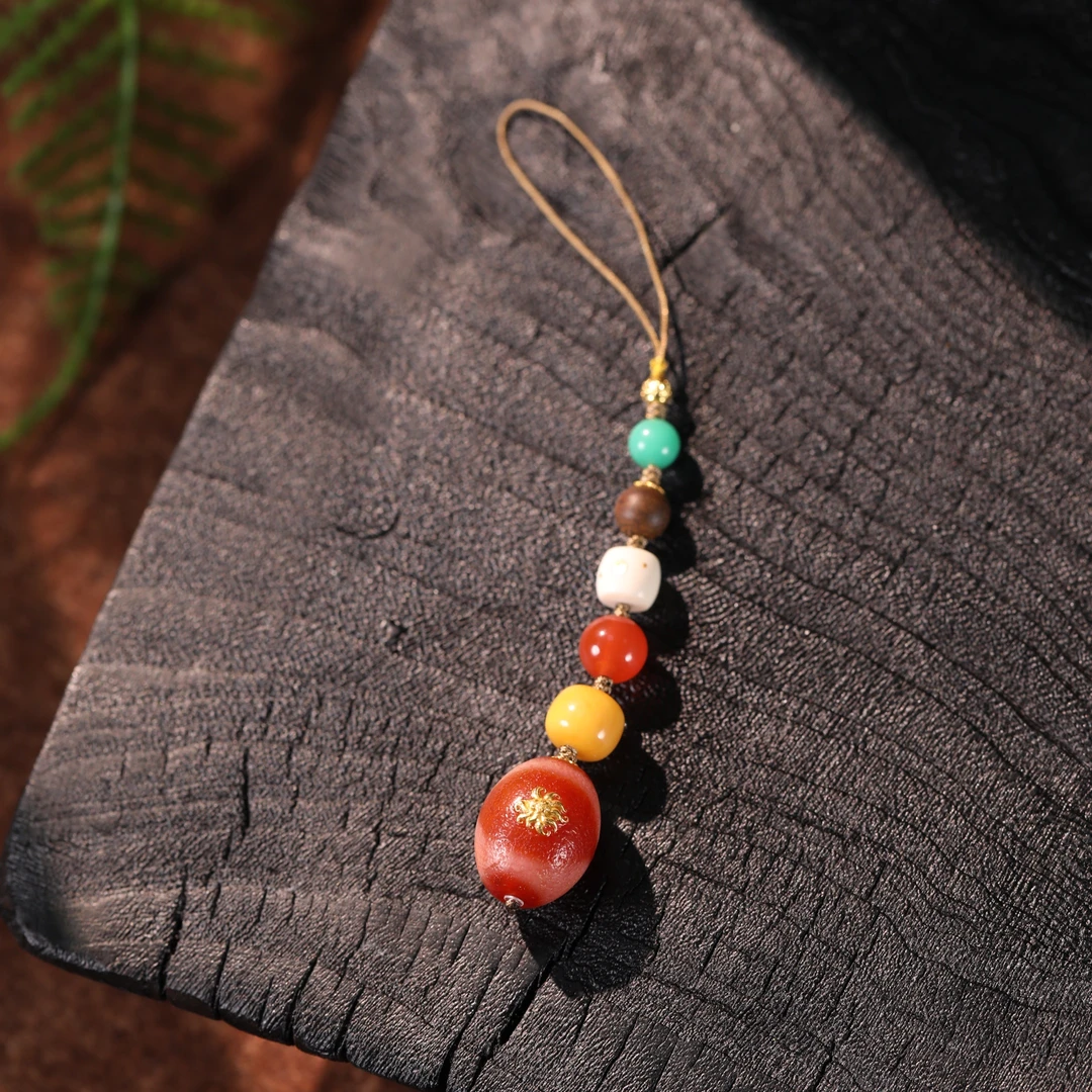 【嘉一昭愿】凤九K金镶嵌红肉天珠限定款原创挂饰