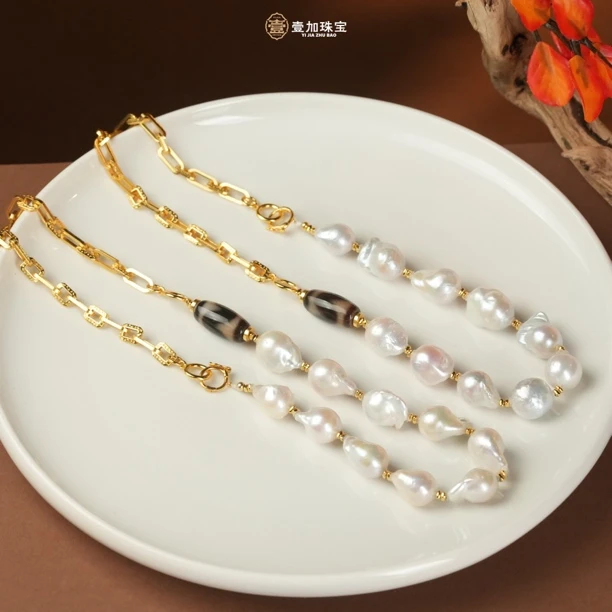 壹加师姐｜手工设计珍珠横版牙牙玛瑙项链多样性发一6499c
