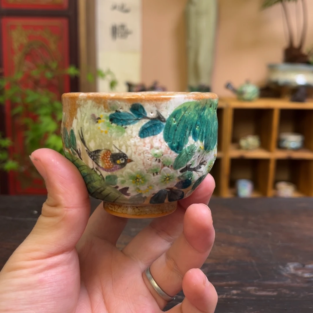 杯柴烧手工手绘陶瓷