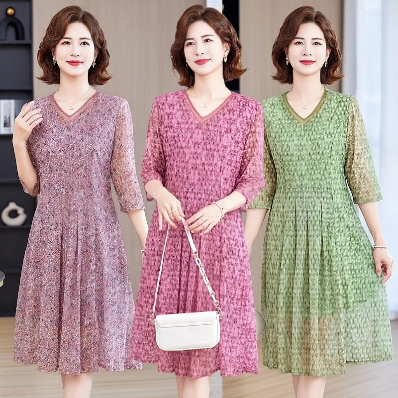 妈妈夏装气质连衣裙高贵2025新款阔太太中老年女夏季洋气裙子
