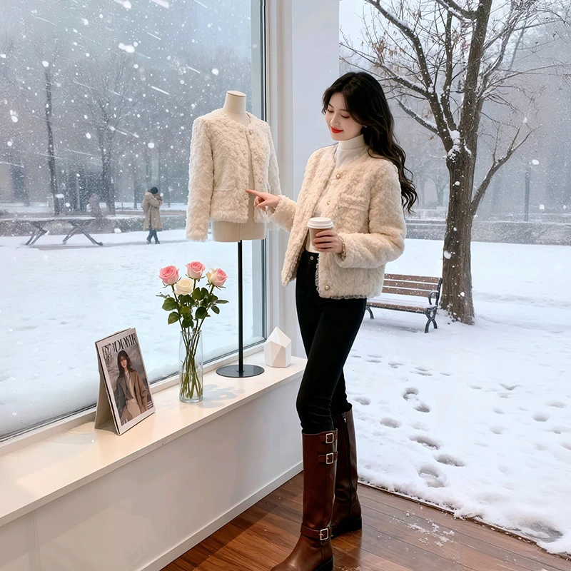 法式名媛风小香风外套女2025秋冬新款显瘦气质小个子加厚夹棉上衣