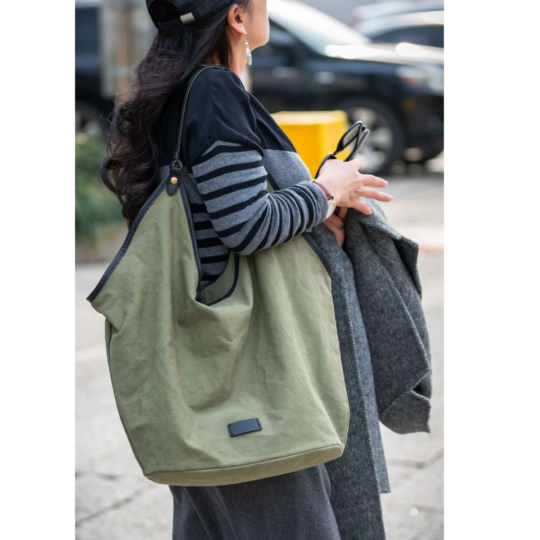 依兰私人订制牛皮帆布包