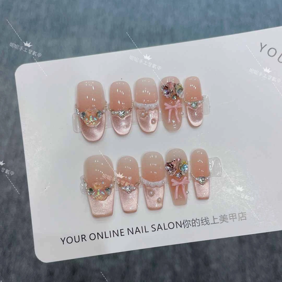 【小熊少女】轻奢新品原创手工高端猫眼百搭美甲穿戴甲贴片