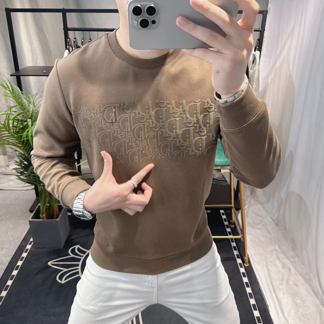 欧洲站2025秋季大牌男士高端卫衣个性烫钻时尚圆领长袖欧货上衣潮