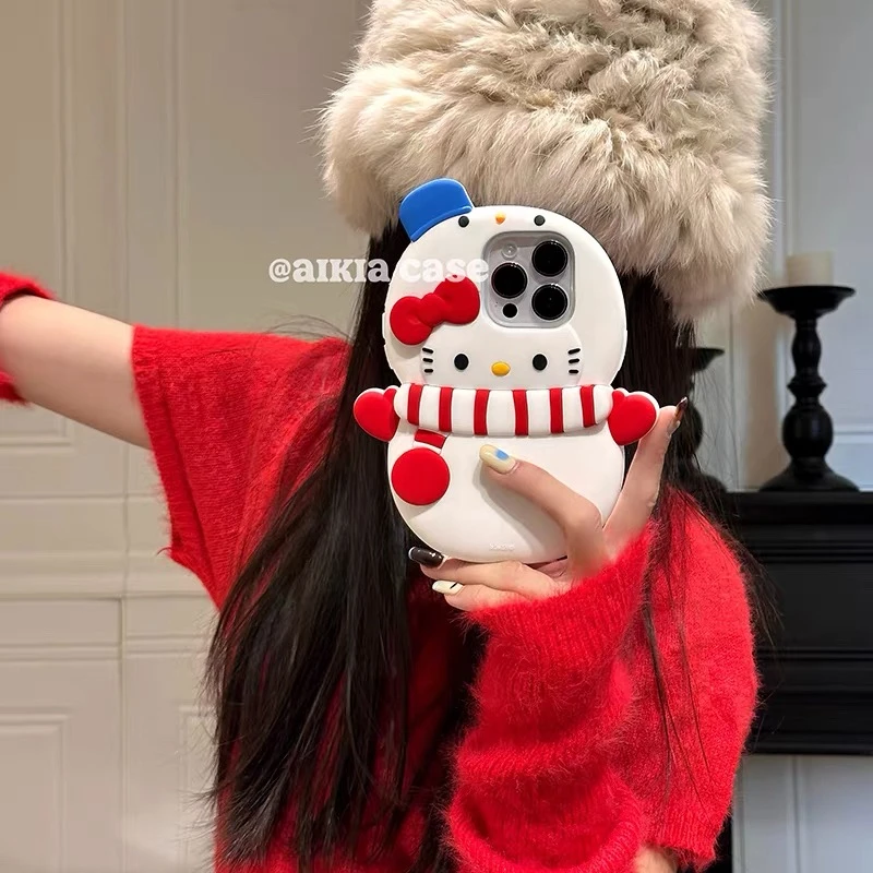 ins可爱雪人kitty猫咪iphone16promax手机壳15promax苹果13新款