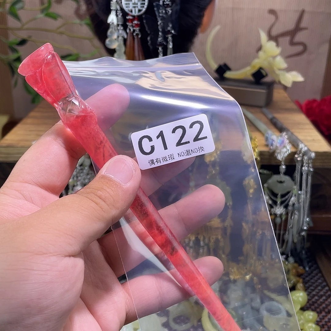 蛇纹石玉未镶嵌发饰猫*