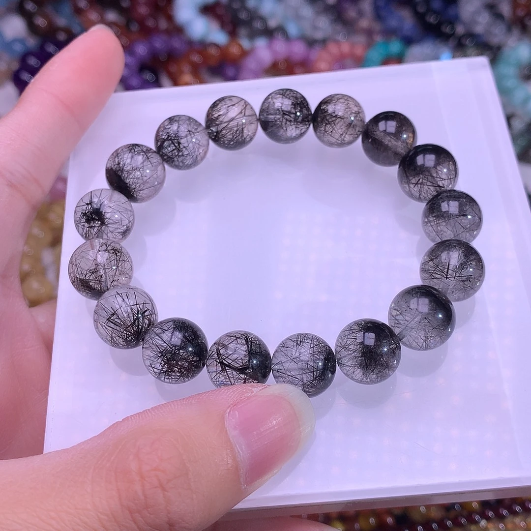 桂***昂水晶未镶嵌手链黑发晶12米手链