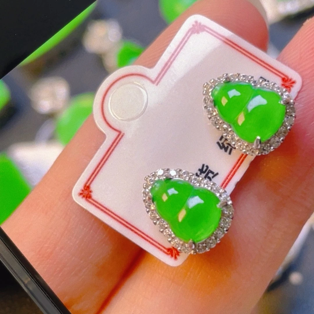 翡翠银S925镶嵌吊坠(不含链)耳钉