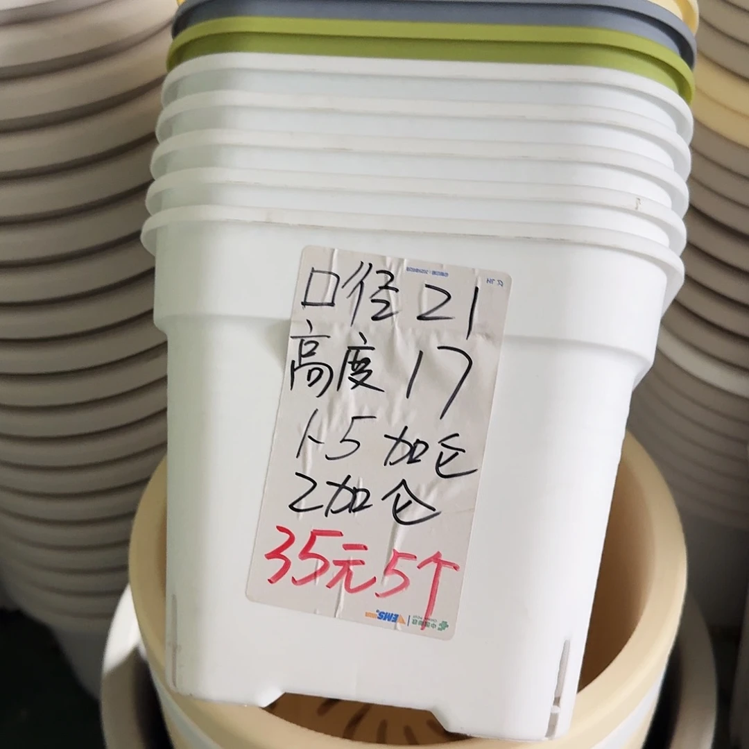 新款方盆口径21带拖纯白5套