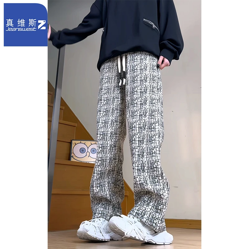 真维斯Z+春季新款大码直筒脏脏裤男美式潮牌宽松阔腿灯芯绒拖地裤