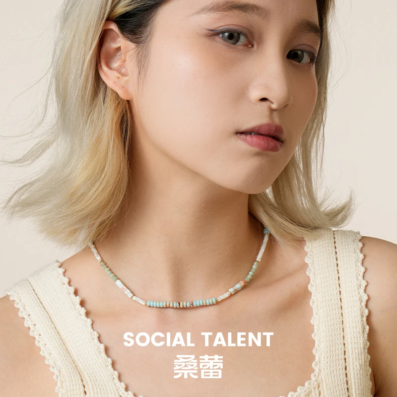 合金项链 【印象睡莲】桑蕾项链复古法式ins叠戴设计感轻奢彩色