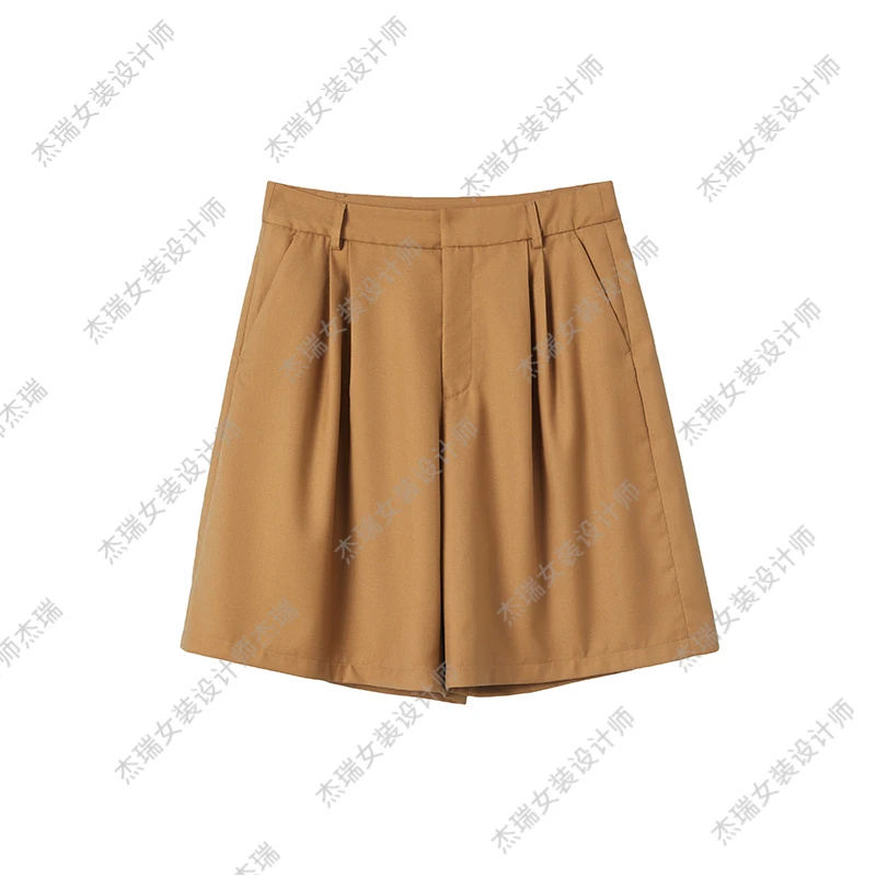 JUNJJ【休闲短裤】2024年早春新款时尚别致显瘦藏肉高腰休闲女款短