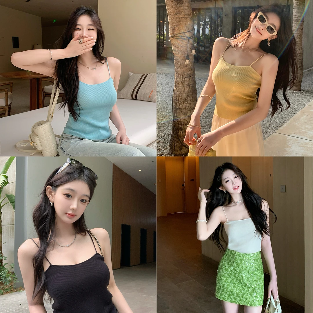 Lilylikes“醋酸小吊带”日本进口三菱醋酸纱 夏日清凉感针织吊带