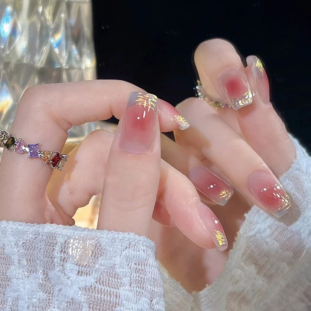 【人鱼梦境】DR穿戴甲假指甲贴片腮红法式褶皱极光魔镜粉美甲甲片