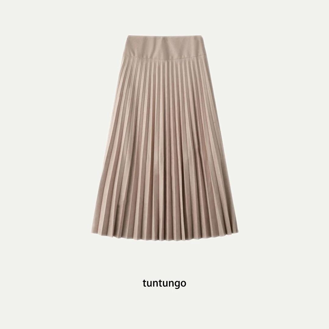 【年中坨粉福利】粉雾 烟杂粉 柔雾高腰百褶半身裙