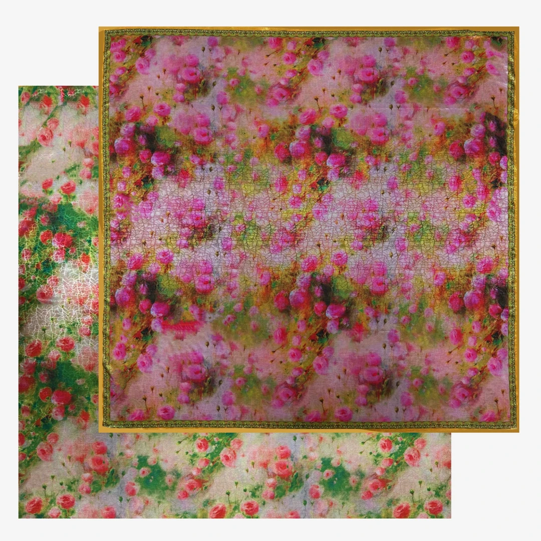 蔷薇玫瑰 龟裂纹135*135百搭方巾披肩围巾女高档